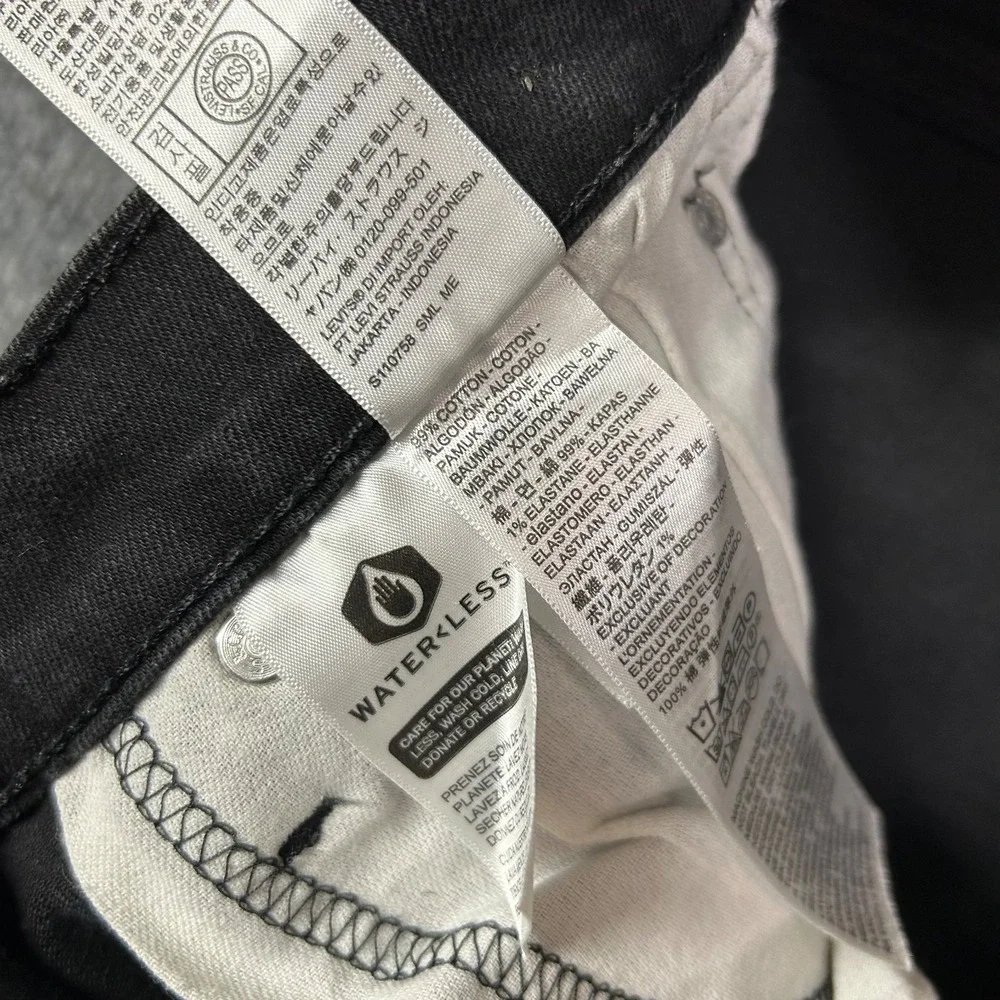 Levi's 505 Jeans Men's Black Denim Stretch Pockets Mid Rise Straight Fit - 30X30
